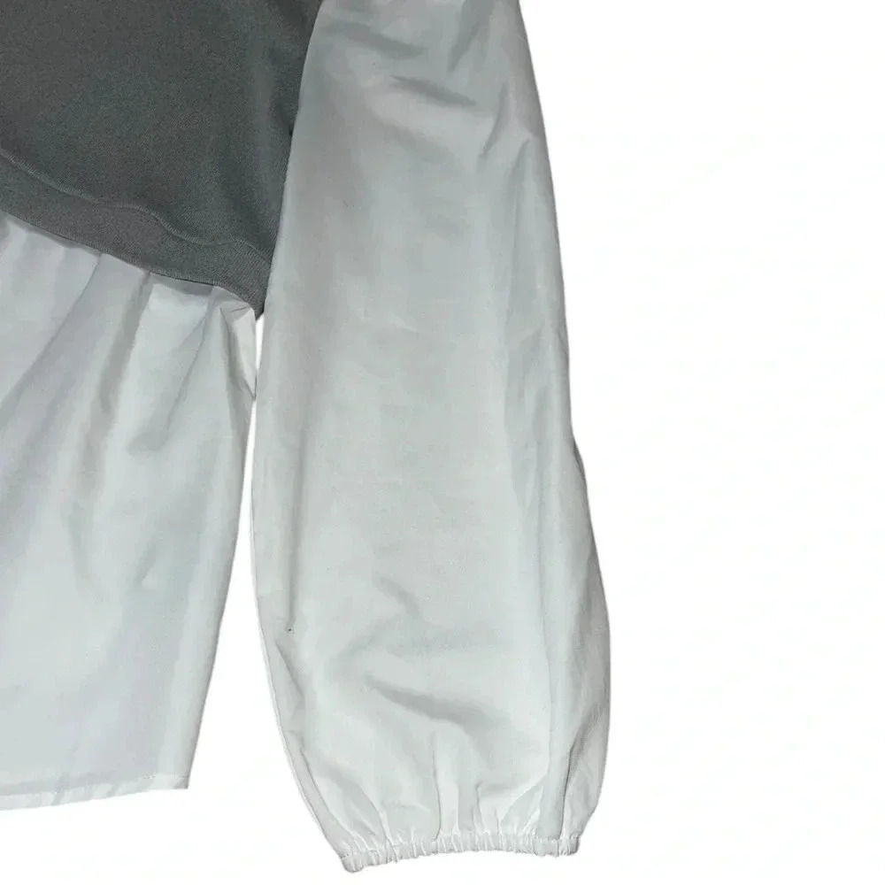 Elegant Gray and White Women's Top - Picture 3 of 6